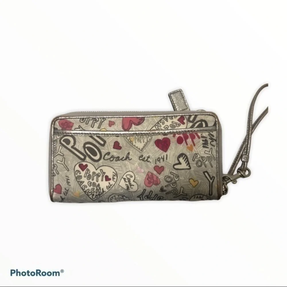 Coach poppy glam wallet wristlet clutch bag RARE